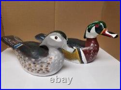 14 Carved Wooden Wood Duck Decoy Pair
