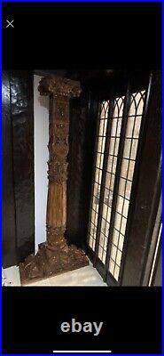 18th Century Ornate Carved Wood Indian Architectural Pillars, Pair
