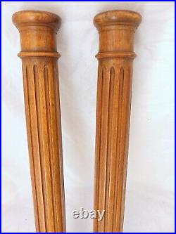 19TH French Antique Pair Turned Carved Walnut Wood Pillar Column 26.4 Accidents