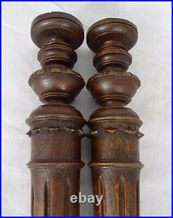 21 French Antique Pair Carved Wood Trim Posts Pillars Columns Oak Gothic