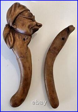 ANTIQUE BLACK FOREST SWISS WOOD CARVED PAIR NUTCRACKER COLONIAL Man Or woman