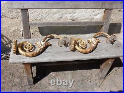 ART DECO carved wood and plaster electric wall sconce pair Italian to restore