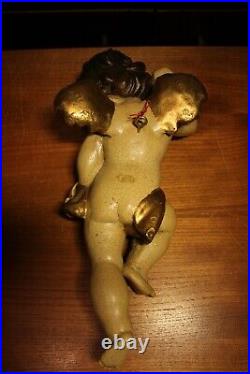 Antique 16 Pair Hand Carved Wood Flying Angel Cherub Putto Wall Figure Statue