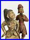 Antique 19th Century Pair Hand Carved Original Painted Wooden Oriental Figures