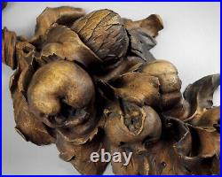 Antique 19th century pair carved wood Grinling Gibbons limewood swags appliques