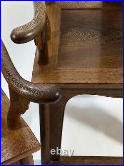 Antique, Chinese, Yoke Back Chairs Hand Carved Exotic Wood Pair Qing Era