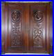 Antique French Pair Carved Wood Doors Panels Solid Mahogany Salvage Men's Head