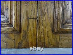 Antique French Pair Carved Wood Doors Wall Panels Solid Oak Salvage