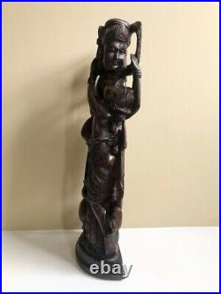 Antique Indian Wood Carving Sculpture of a Loving Couple, Deity, Shiva, large