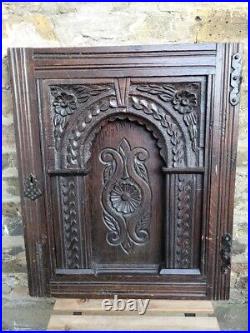 Antique Pair 23.5 carved Wooden Cabinet Doors