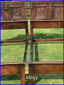 Antique Pair Carved Ornate Oak Single Beds Cottage Stately Home Cosy Style