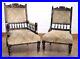 Antique Victorian carved pair of fireside salon chairs