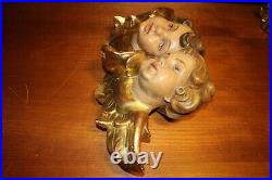 Antique XXL 15 Pair Hand Carved Wood Wall Angel Putto Cherub Heads Figure Gift