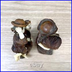 Black Forest German carved wood figurines a pair antique