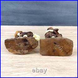 Black Forest German carved wood figurines a pair antique