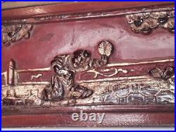 Chinese carved and lacquered architectural panels Kung Fu Pair