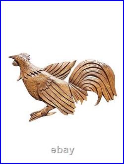 Fighting Rooster Wall Decor Monkey Wood Vintage Pair Hand Carved Cock Fight