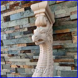 Gothic Dragon Pair Wood Carved Wall Door Corbel Balusters Stair Fireplace mantel