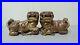 Great Original Pair Antique Chinese Carved Gilt Wood Foo Dog Figurines
