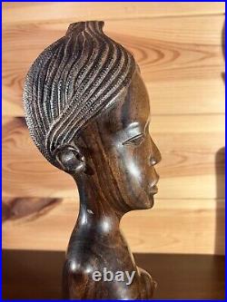 Hand Carved Wooden Female Sculptures Pair of Intricately Chiselled Bust Carvings