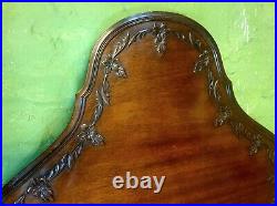 Magnificent pair of adults Art Deco carved walnut single beds 1930s Queen Anne