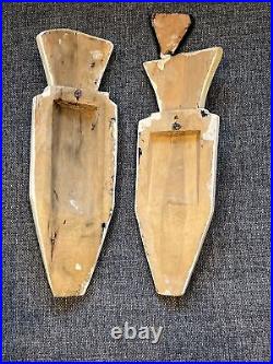 Micronesian MORTLOCK ISLAND Old VINTAGE Pair Carved Wood MASK ART FIGURE