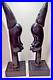 Mid Century African Wood Carved Art Deco Male & Female Heads 20 inches Tall