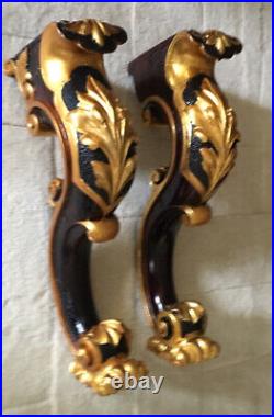 PAIR 19th C Antique French Carved wood Gilt Post Corbel Leg Pedestal PAIR