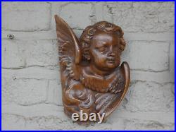 PAIR antique wood carved italian wall putti angels Figurines