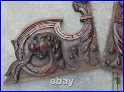 PAIR antique wood carved plaques dragon