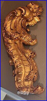 Pair 18th century Gold Leaf (Gilt) Wood Ornately Carved Rococo Panels C. 1750