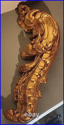 Pair 18th century Gold Leaf (Gilt) Wood Ornately Carved Rococo Panels C. 1750