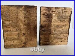 Pair (2) Antique Carved Wood Bows Floral Buds Salvage Pediments Corbel 4 x 5.5