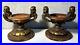 Pair (2) Antique Italian Venetian Style Carved Wood & Polychrome Candle Holders