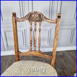 Pair 2 Antique Victorian Gamlin Carved & Turned Wooden Chairs Dining Bedroom