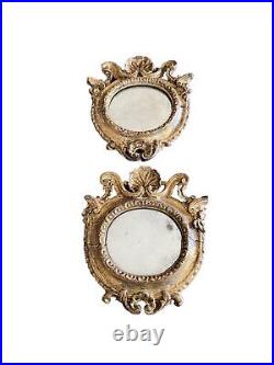 Pair Antique 18th Century Carved Wood Framed Mirrors, C 1750