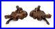 Pair Antique Chinese Hand Carved Hardwood Water Buffalo Figure / Statues