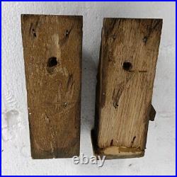 Pair Antique Corbels Hand Carved Wood Architectural reclaimed Jesters Trims Salv