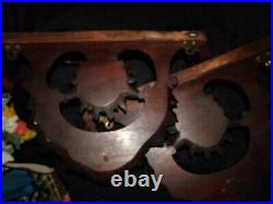 Pair Antique Ornately Carved Wood Wall Shelf Brackets Unusual Design