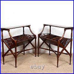 Pair Book Troughs Antique Carved Mahogany Regency Revival