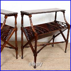 Pair Book Troughs Antique Carved Mahogany Regency Revival