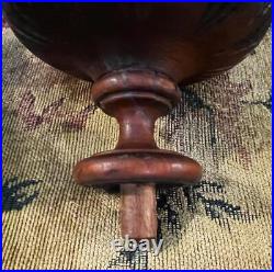 Pair Carved Wood Finials Antique Newel Post Bed Furniture Architectural Salvage