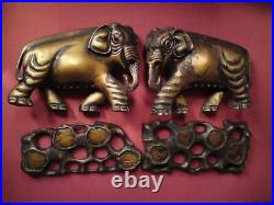 Pair Chinese Carved Wood Gilt-Lacquered Figures- After YUAN-MING Style Elephant