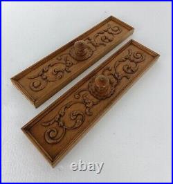 Pair Corbels Hand Carved Wood Pediments Overdoor Architectural Reclaimed Antique