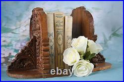 Pair German wood carved book ends 1950