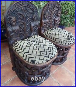 Pair Of African Tribal Chairs 1930, S Free Shipping England