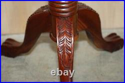 Pair Of Fruitwood Vine Hand Carved Jardiniere Display Stands Claw & Ball Feet