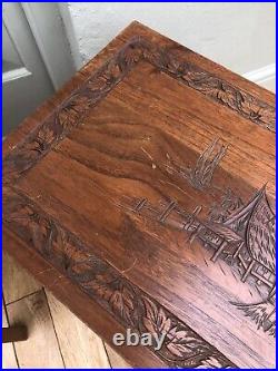 Pair Of Mid century Oriental Carved Coffee Tables
