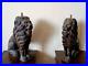 Pair Of Sculptures Carved Wooden Cab Lions Nineteenth Century