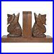 Pair Scottish Terrier Dogs Carved Black Forest Style Wood Sculptures Bookends